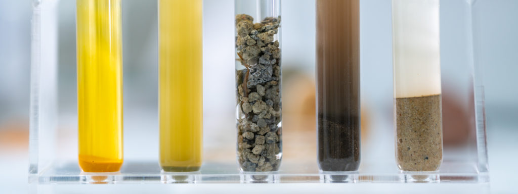 Geology science laboratory research sample test analysis of nature dirtied ground environment